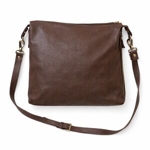 Gianni Notaro Pebbled Leather Crossbody Bag – Brown Gold Hardware Italy